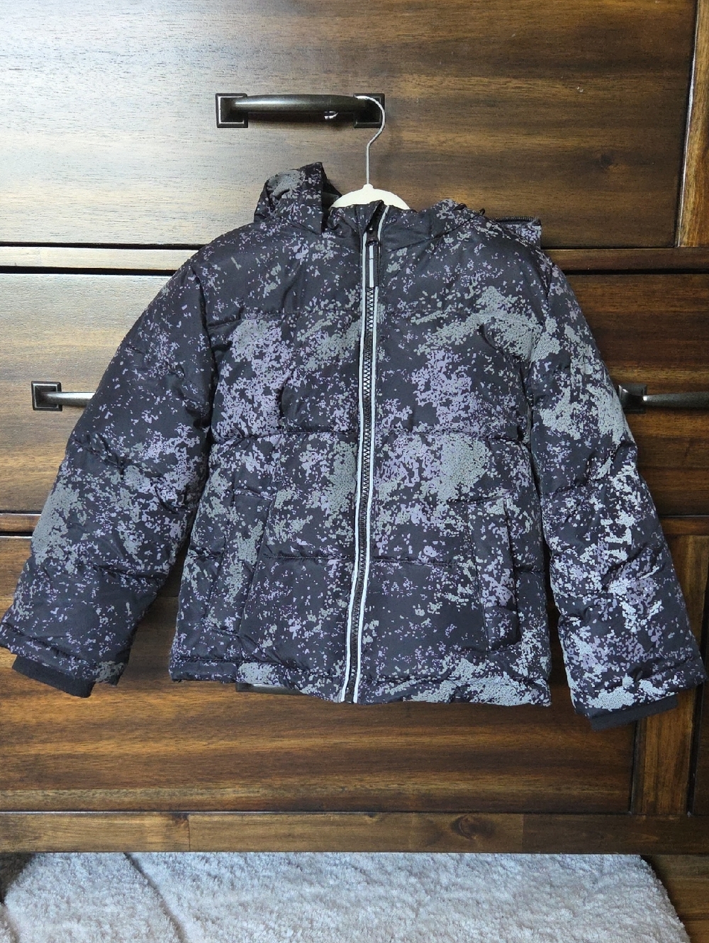 Boys Black & Gray Speckled Puffer Jacket
